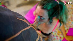 Edon And Nemesi Dive Into Sloppy Tattooed Threesome Freakout Fun With Pierced Partner