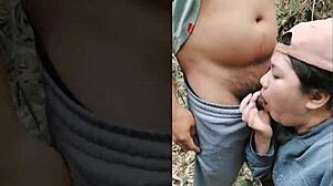 my plump asian belly shakes during outdoor pov blowjob creampie