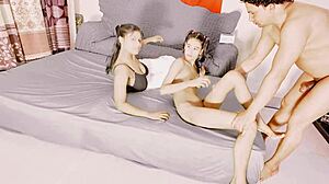 Brunette Uttaran20 takes monster cock deepthroat in threesome