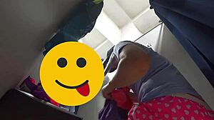 Curvy milf caught changing on hidden fitting cam.