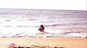 damn that ebony babe twerkin her fat ass naked on beach beggin for dick