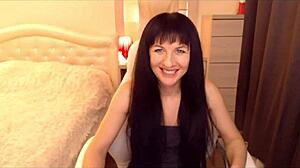 small tits brunette tamarra roman teases perky nipples in stockings lingerie strip