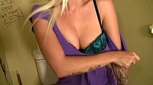 Blonde Stevie Shae Sucks Big Cock Through Gloryhole for Facial