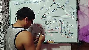 Hey teacher solve this triangle with my nerdy pussy and brown eyes math