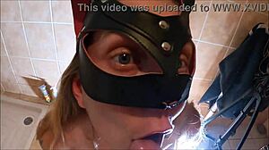 after her steamy shower this pierced nipple euro wife fingers pussy for creamy facial