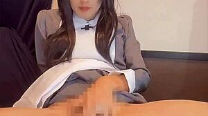 Black-Haired Nurse Ladyboy Masturbates Quietly in Solo Play