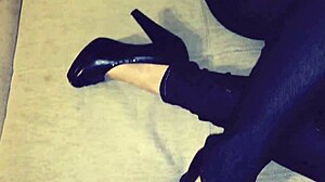 jessica's heels tease into a sneaky footjob delight