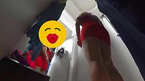 Curvy milf caught changing on hidden fitting cam.