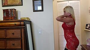 Hot Lingerie Slut Strips Teases Pierced Nipples Then Fucks Pussy Closeup Hard