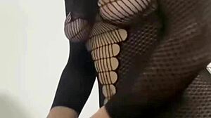 voyeur boss hires sexy redhead maid in tight dress—can't resist her natural tits