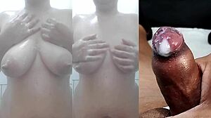 Husband Catches Masturbating Wife And Cums For Her