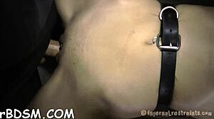 Masked Brunette Babe Stuffed Deep with Massive Hard Toy