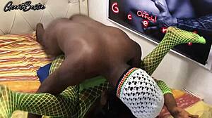 rough black couple pounds hard fast missionary style homemade orgasm sex