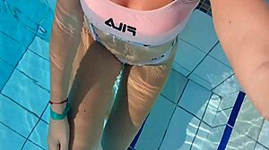wanna see this horny blonde finger her wet pussy publicly in pool??