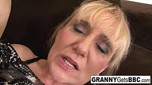 blonde granny gapes wide for massive black cock anal pounding then facial