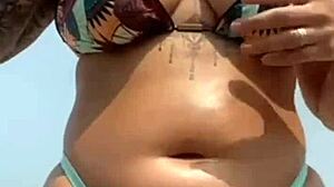 African Beach Hottie Lets Stud Rub Swollen Pussy Lips!