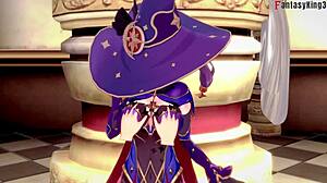 mona's broke so she pays debt with hot hentai sex in genshin impact fantasy!