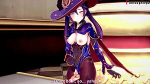 mona's broke so she pays debt with hot hentai sex in genshin impact fantasy!