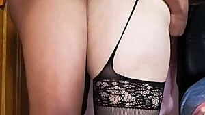 Pounding sexy lingerie slut stepbro makes her scream in rough doggystyle creampie bliss while she begs for his massive black cock in homemade interracial heat