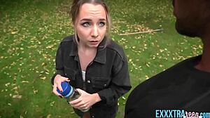 Petite 18+ blonde teen Mona Blue's tight shaved small tits ass gets monster cock banged by homeowner