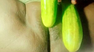 Village Girl Inserts Cucumber Deep In Country Setting