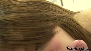 A petite Thai tgirl hooker in Bangkok bares back assfucks crossdressing tourist skinny and small titted