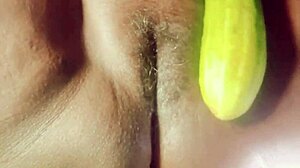 Village Girl Inserts Cucumber Deep In Country Setting