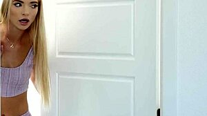 blonde slut lana stretches her tight asshole with buttplug prepping for monster cock creampie ride