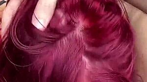 Petite redhead slut bends for big cock deepthroat then RIDES rough to facial cumshot