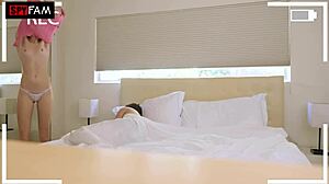 Skinny Slut LENA ANDERSON Drains STEPBRO'S BIG COCK Bent Over and Riding