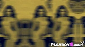 Milf's heaving tits bare her naked curves after babe flashes that smooth shaved pussy outdoors