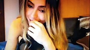 blonde teases with sexy looks and flirty webcam talk