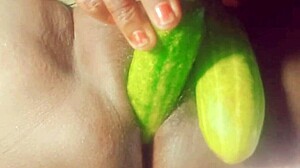Village Girl Inserts Cucumber Deep In Country Setting