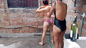 whores sensually bathe groping tits vaginas country house day off