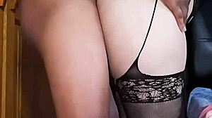 Pounding sexy lingerie slut stepbro makes her scream in rough doggystyle creampie bliss while she begs for his massive black cock in homemade interracial heat