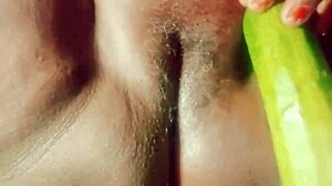 Village Girl Inserts Cucumber Deep In Country Setting