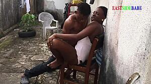 Ever wondered how my chubby ebony girlfriend takes two cocks in wild threesome?