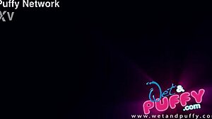 Brunette Medison spreads juicy puffy pussy lips for wet dildo masturbation orgasm close-up