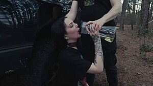 submissive cutie, eat that ass then take rough face fucking after picnic