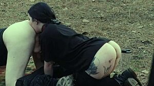 submissive cutie, eat that ass then take rough face fucking after picnic