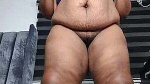 fat belly ebony mara squirts standing full orgasm masturbation fetish!!