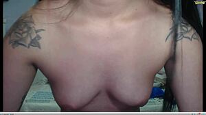 tania teases with anal toy play brunette dildo fun