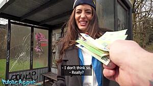 Public Agent Coco Bae big tits STEWARDESS gives POV blowjob then outdoor hard fuck