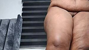 fat belly ebony mara squirts standing full orgasm masturbation fetish!!