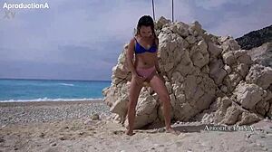Mona Blue Masturbates Solo on Beach in Outdoor Public Teen Exposure