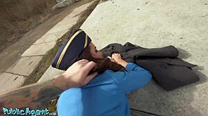 Public Agent Coco Bae big tits STEWARDESS gives POV blowjob then outdoor hard fuck