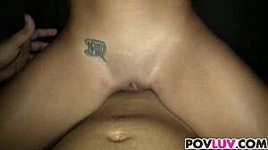 Blonde marina angel rides dark monster cock hard