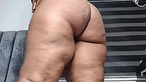 fat belly ebony mara squirts standing full orgasm masturbation fetish!!