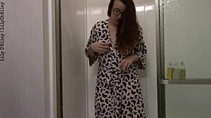Redhead Strips Rips Clothes Golden Pee Closeup