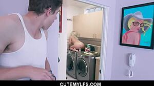 hey, that busty milf is letting her big dick stepson just fuck her raw